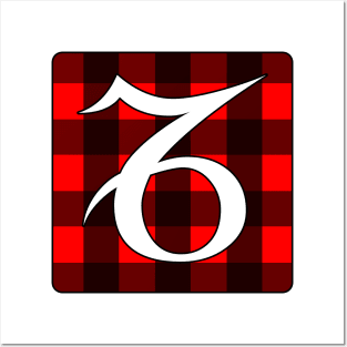 Capricorn Zodiac Horoscope Buffalo Plaid Square Monogram Posters and Art